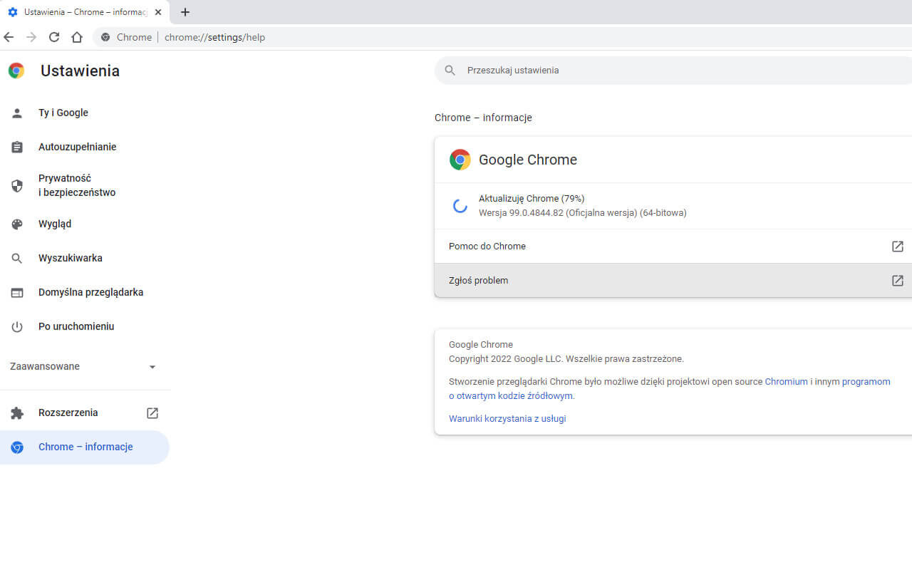 Szybko zaktualizuj przeglądarkę Google Chrome